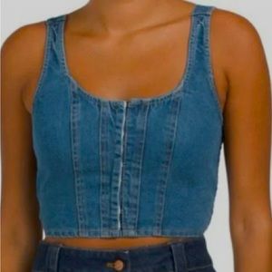 LONE STAR Medium Wash Denim Hook N Eye Corset Top